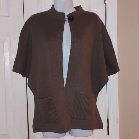 Tally Ho Brown button neck cardigan with pockets  Sz S - Picture 1 of 5